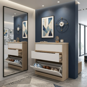 Zapatero Organizador Loft Dual - Mueble de Entrada con 2 Cajones y Estantes